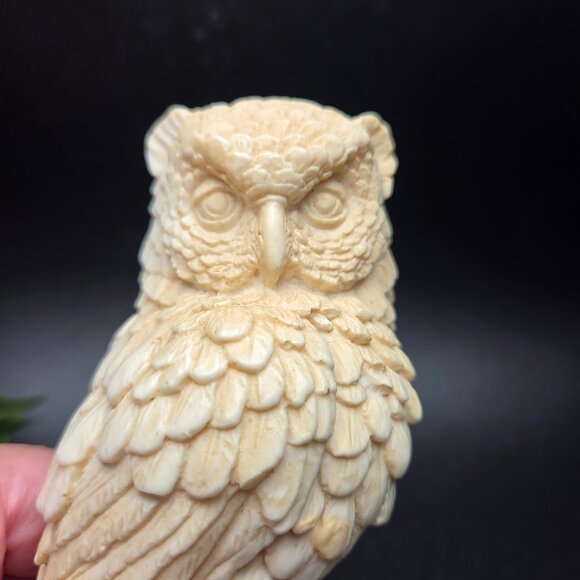 Vintage Italian Owl Sculpture "A Santini" Resin Owl Classic Figure - Picture 7 of 13